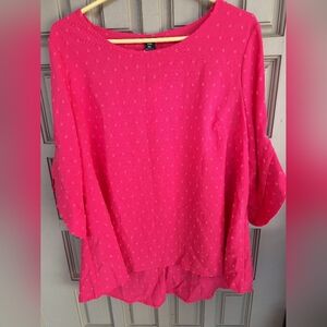 Shein Curve Plus SzOXL Women's Pink Top Round Neck Embellished Sleeve NWOT